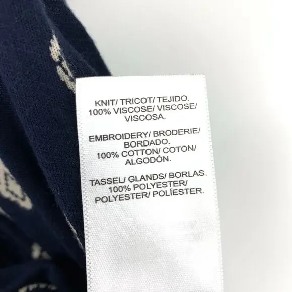 Lucky Brand Top Women's Size L Diamond Print Blouse Sleeveless Blue/White - Picture 6 of 6